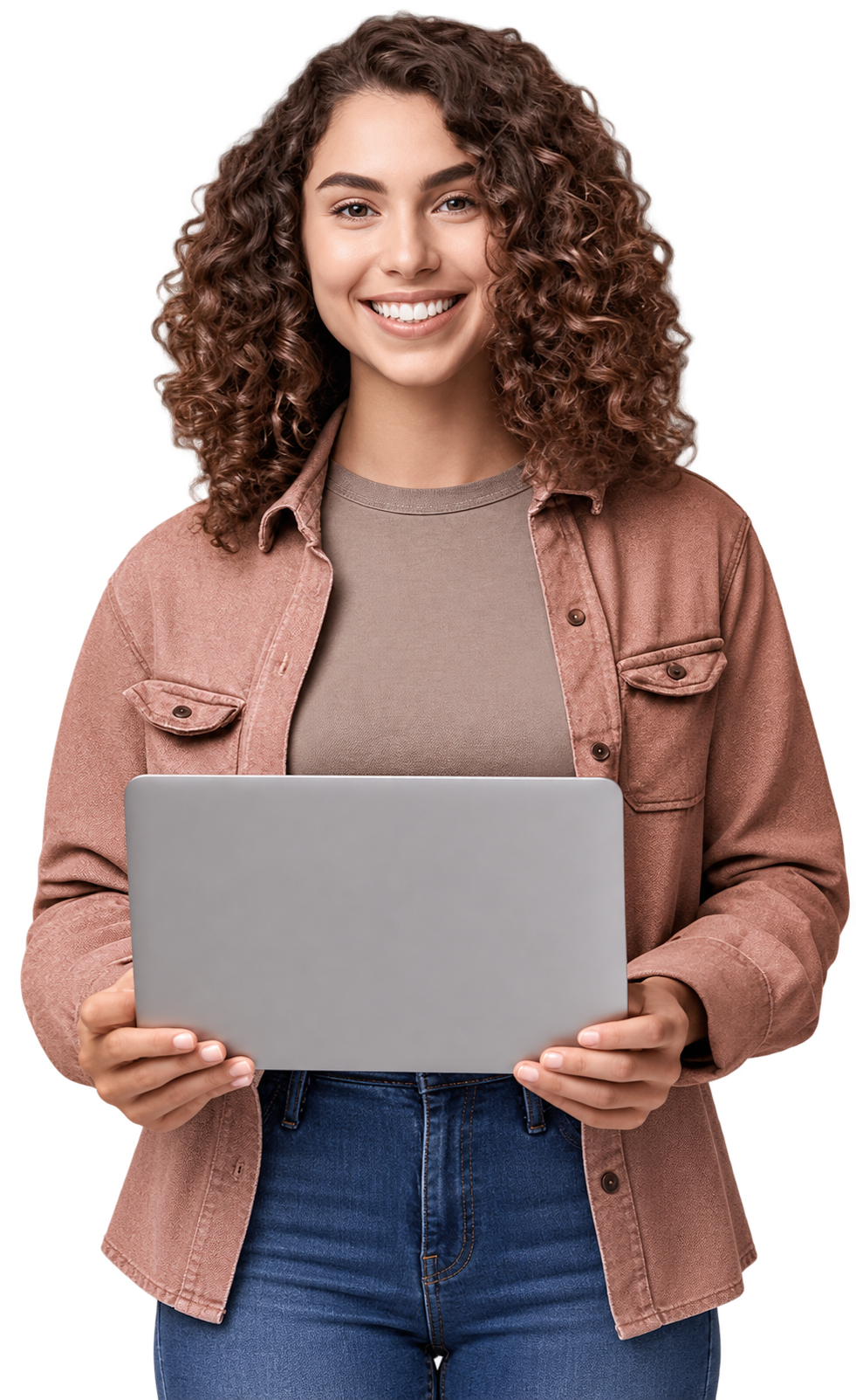 Professional holding a laptop